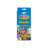 Creioane colorate plastic, corp hexagonal, model Castle, 12cul/set