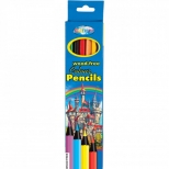   Creioane colorate plastic, corp hexagonal, model Castle, 6cul/set