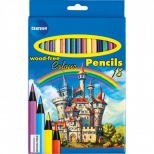  Creione colorate plastic, corp hexagonal, model castle, 18cul/set