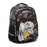 Ghiozdan cu 3 compartimente model Dinozaur, Capacitate 22L dimensiune 44x 34 x 24 cm