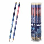 Creion grafit cu radiera, model ferestre, corp rotund, 42buc/borcan. 