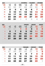 Calendar perete TRIPTIC PLIAT