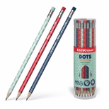 Creion cu radiera graphite, corp color cu BULINE, corp triunghiular , 42buc/borcan. 