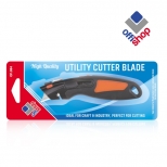 Cutter metal profesional 18mm, doua glisiere pentru lamele fixe, sistem auto retractabil, lame otel-carbon, in blister cartonat