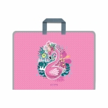 Servieta dimensiune A3 model Rose Flamingo material textil, fermoar metalic.  